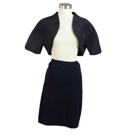 Carolina Herrera Silk Bolero Black Short Sleeve Open Front Evening Jacket Sz 14 - Picture 4 of 7